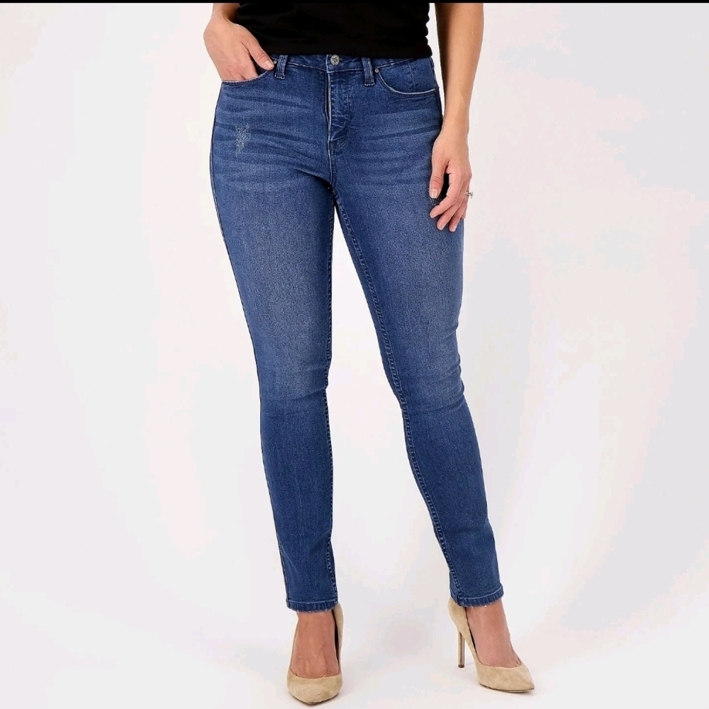 Laurie Felt Daisy Denim Boyfriend New‎ Skinny Jeans Size 0 Petite Medium Wash